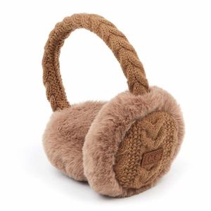 C.C Taupe Cable Knit Ear Muffs w/Faux Fur